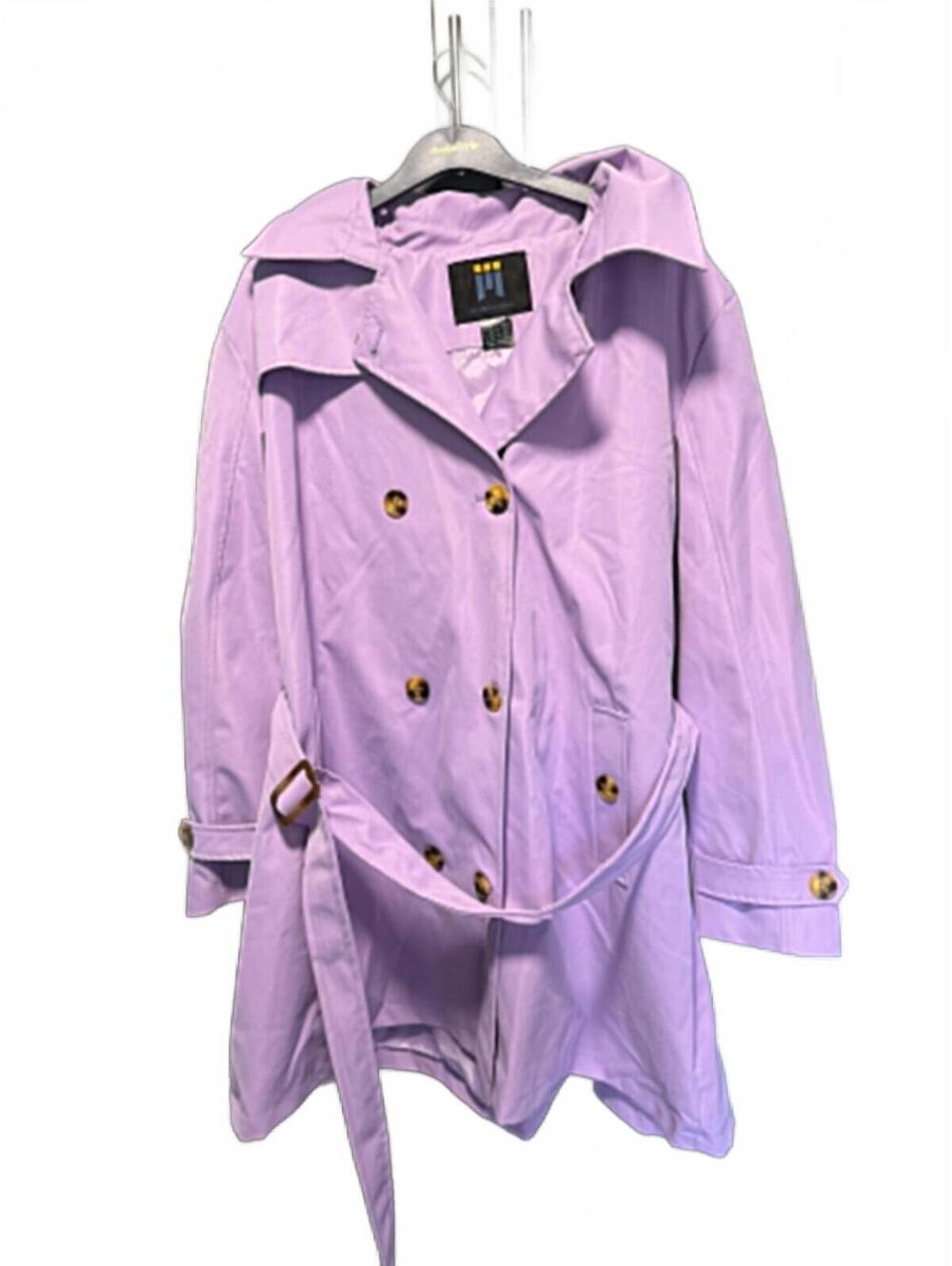 Lavender Purple Trench Coat with Hood and Belt - Picture 1 of 2